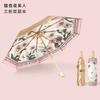 Knowledge umbrella gold pole weather and rain double-layer parasol women's high-value sunscreen and UV protection automatic umbrella fold