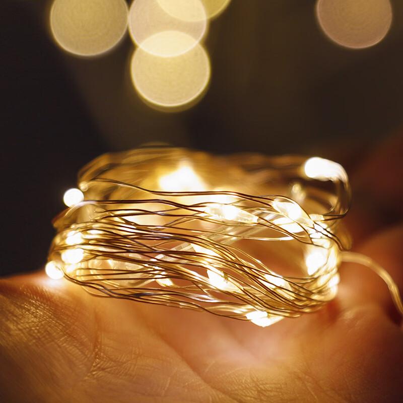 NuFeng Warm White LED Copper Wire String Lights, 2-Pack