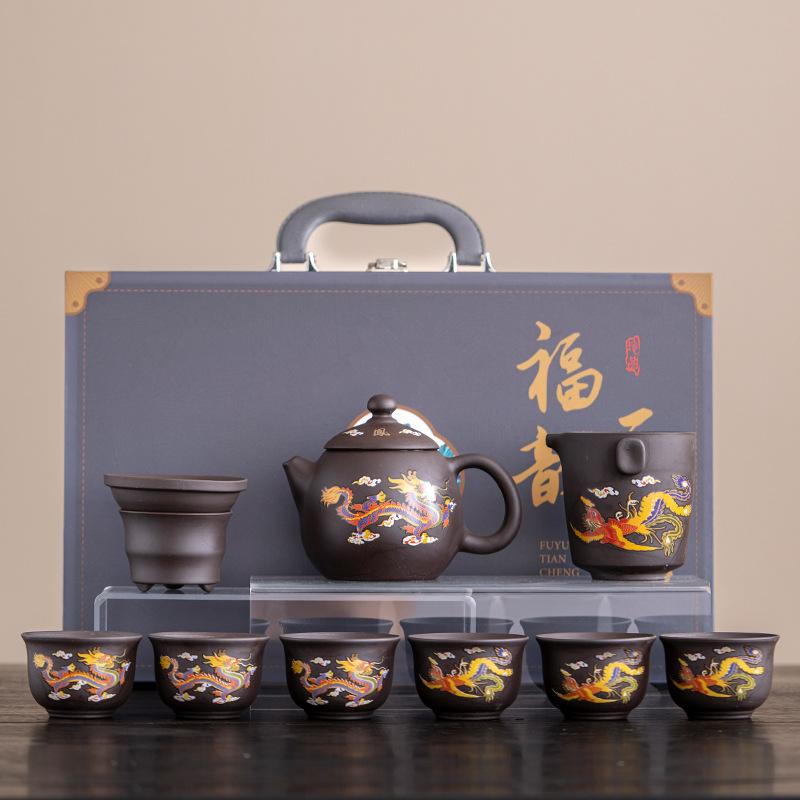 

Необработанная руда фиолетового песка меняет цвет при нагревании, чайный сервиз «Лунфэн Чэнсян Фэнмин», для приема гостей дома, деловых мероприятий, сувенир