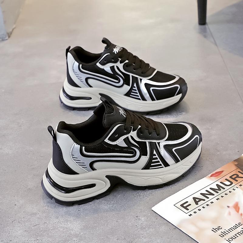 

Женские повседневные легкие кроссовки для бега 2025 года на весну — толстая подошва, вид маленькой стопы, BL-S02 35 чёрный