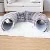 Plush Cat Tunnel Bed with Hanging Balls Washable Indoor Kittens Donut Tunnel Toy Small Large Cats Pets Round Peekaboo Cave Play Tunnel Pet Supplies