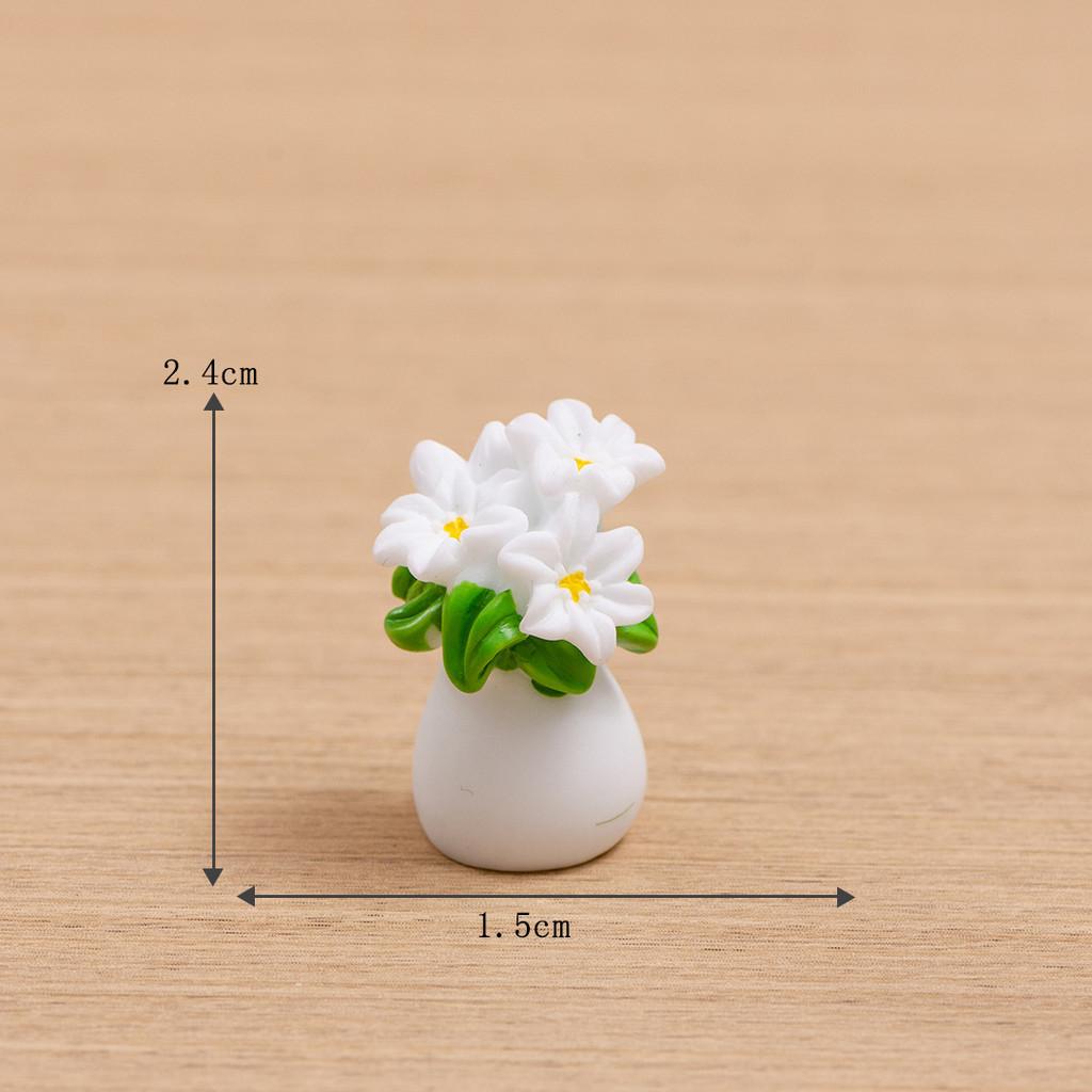 6Pcs/set Mini Flower Plant Bonsai Miniatures Resin Ornaments Moss Terrarium Micro Landscape Fairy Garden Decoration