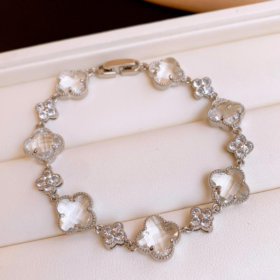 European and American zircon glass flower buckle bracelet, personalized exquisite design bracelet jewelry