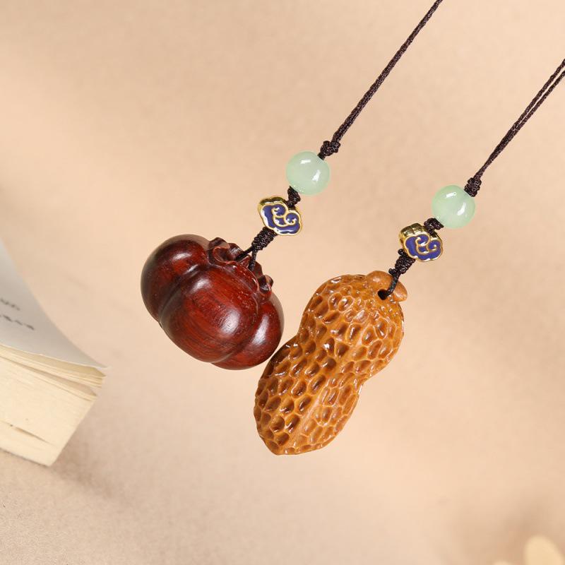 Sandalwood Peanut Phone and Car Keychain Pendant – Creative Gift for Men and Women