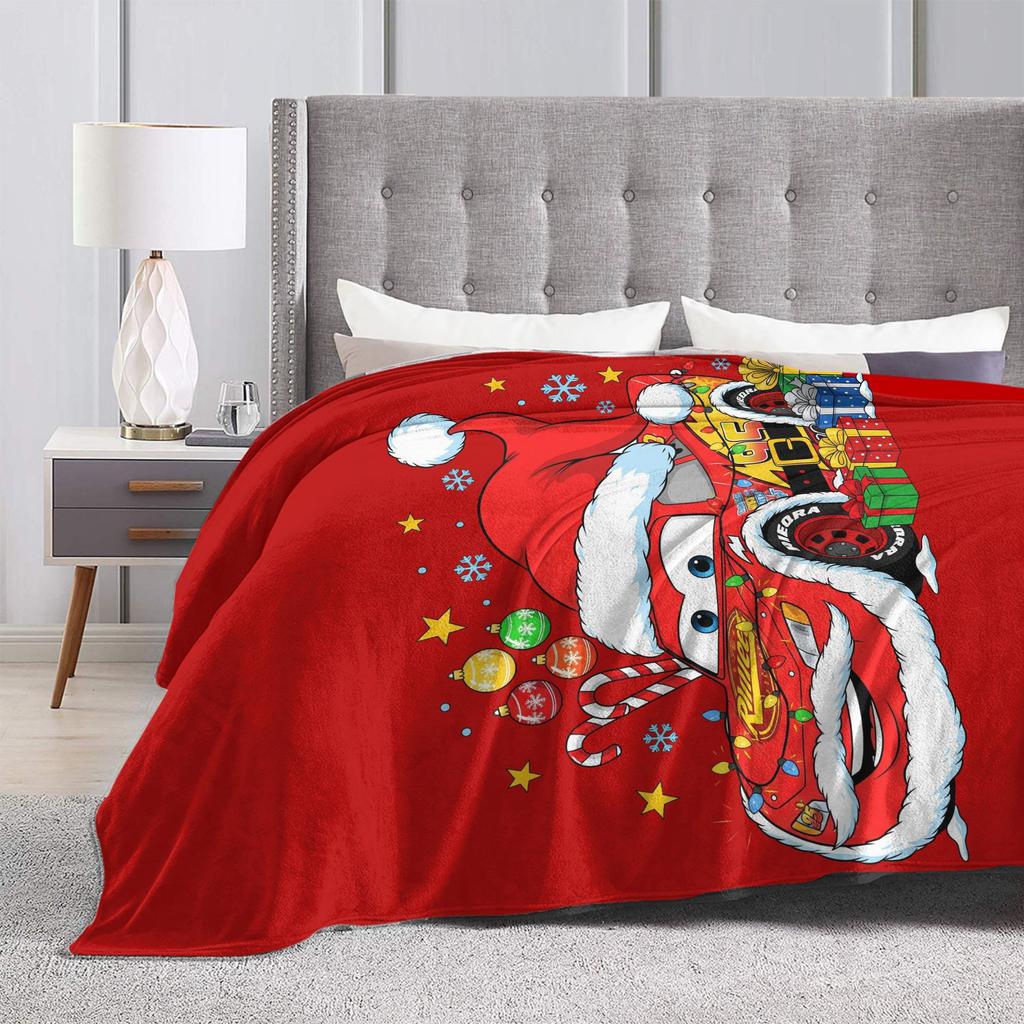 Lightning Mcqueen Cars Christmas Blanket Fleece Spring/Autumn Multi-function Warm Throw Blanket for Sofa Couch Rug Piece