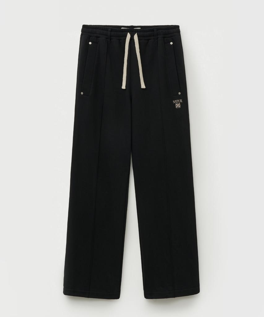 Seteo Cotton Elastic Waist Sweatpants Palette Black