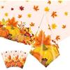 3 PCS Thanksgiving Tablecloth Table Decor, Fall Tablecloth Party Decorations, Plastic Autumn Pumpk Maple Leaves Harvest Table Cover, 54" X 108"