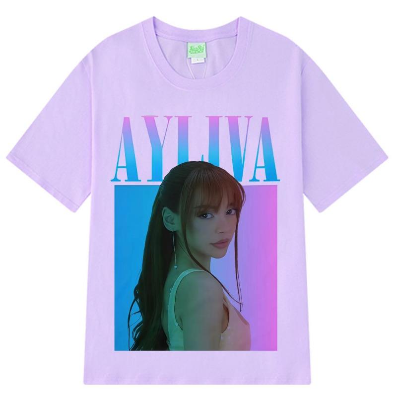 Sängerin Ayliva Vintage Grafikdruck T-Shirt Herren Damen Harajuku T-Shirt Kurzarm locker y2k Kleidung übergroße T-Shirts S black