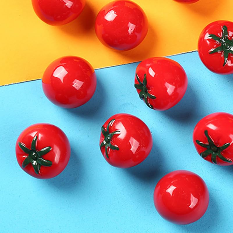 STOBAZA Mini Artificial Tomato Replica, Fake Vegetable, Miniature Tomato Figurine, Resin Miniature Fruit Model, Tabletop Decoration, Food Sample