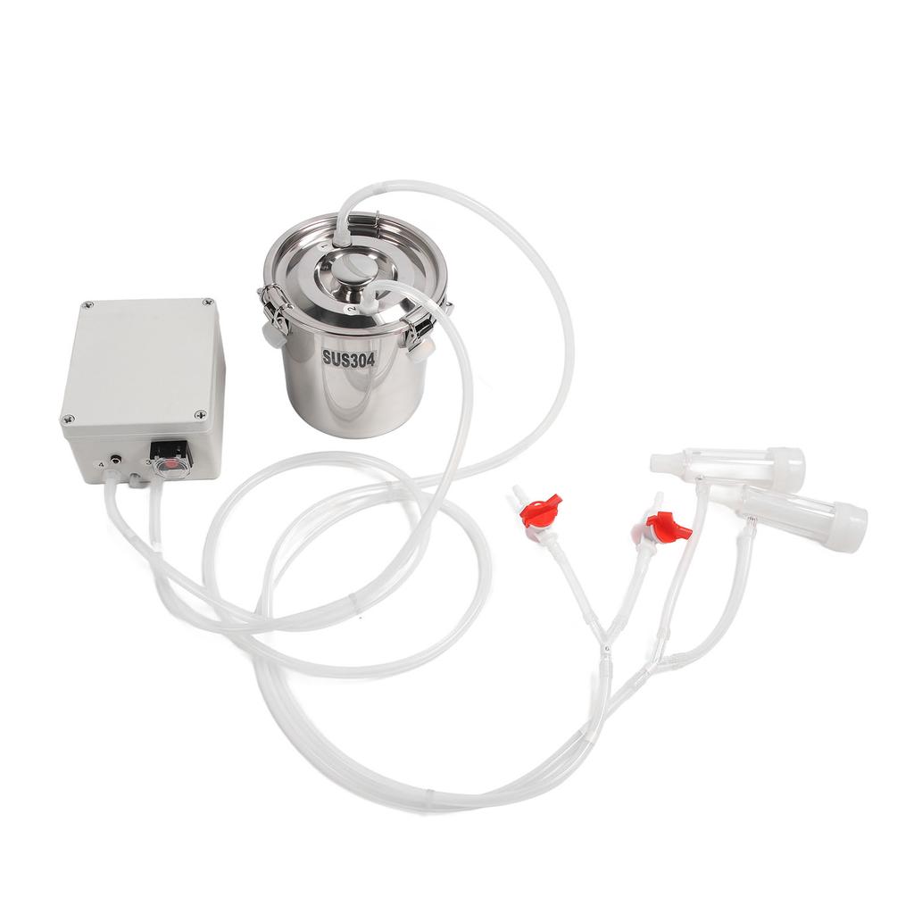 Máquina de Ordenha Elétrica 3L Mãos Livres Balde de Aço Inoxidável Tubo de Copo de Silicone Portátil Máquina de Ordenha por Impulso 100‑240V Plugue UE