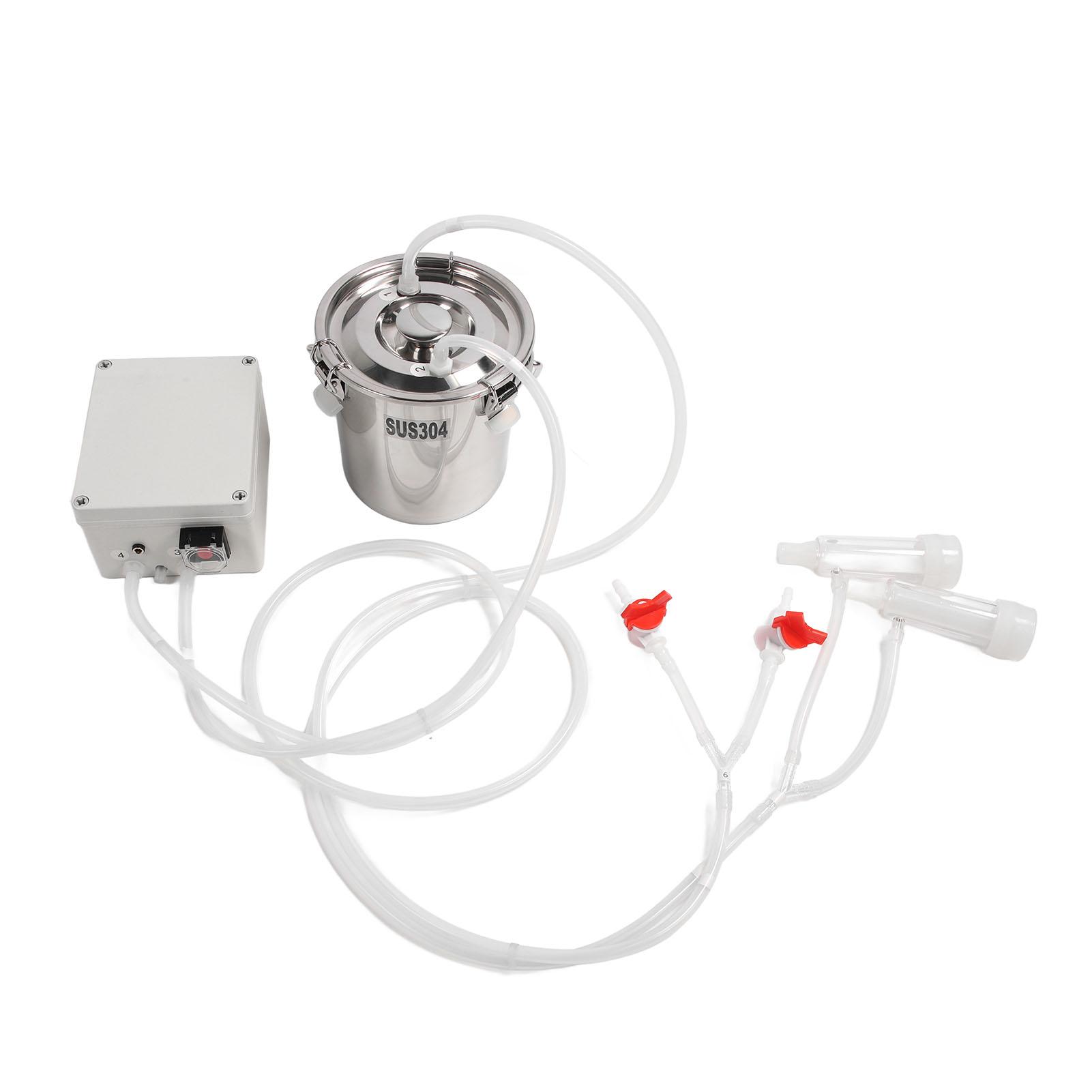 

3L Electric Milker Hands Free Stainless Steel Bucket Silicone Cup Tube Portable Impulse Milking Machine 100‑240V EU Plug білий