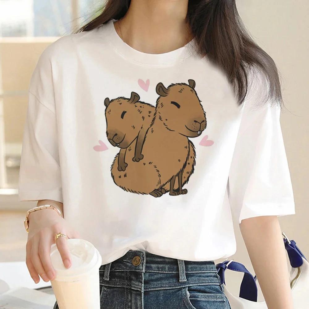 Cute Capybara Clothing T-Shirt Women Vintage Cartoon T Shirt Female Casual Anime Top Tees T Shirt Manga Women Graphic Tee Tops