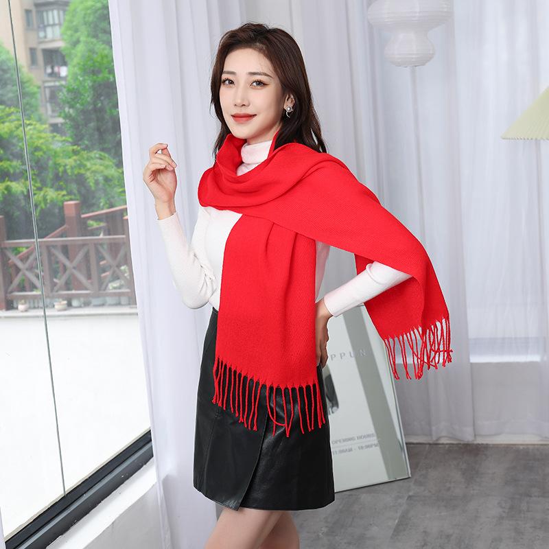 Christmas Atmosphere New Red Plaid Scarf Female Winter Senior Sense Student Versatile Warm Shawl Scarf