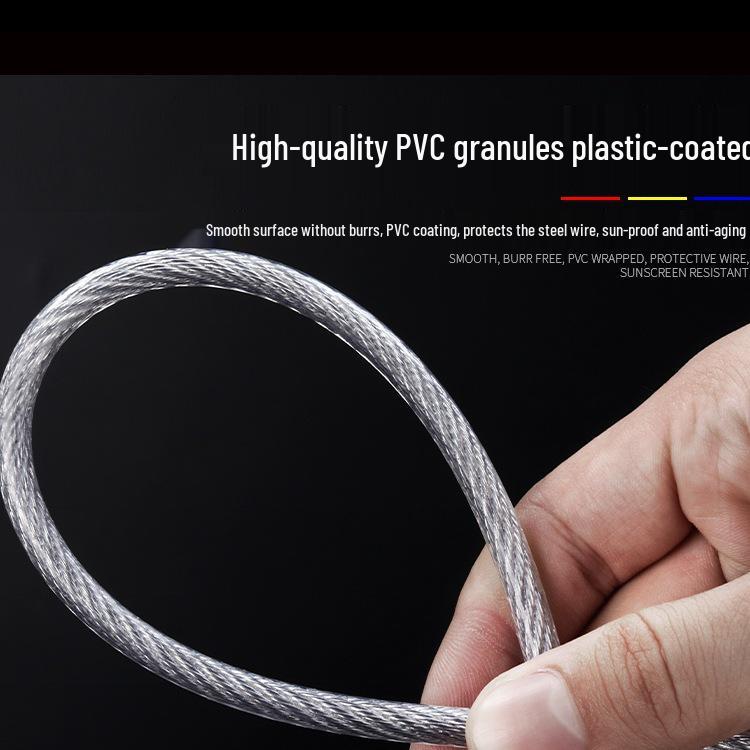 Galvanized Steel Wire Rope with Transparent Plastic Coating - 8mm Greenhouse Shading Net Drawstring & Clothesline