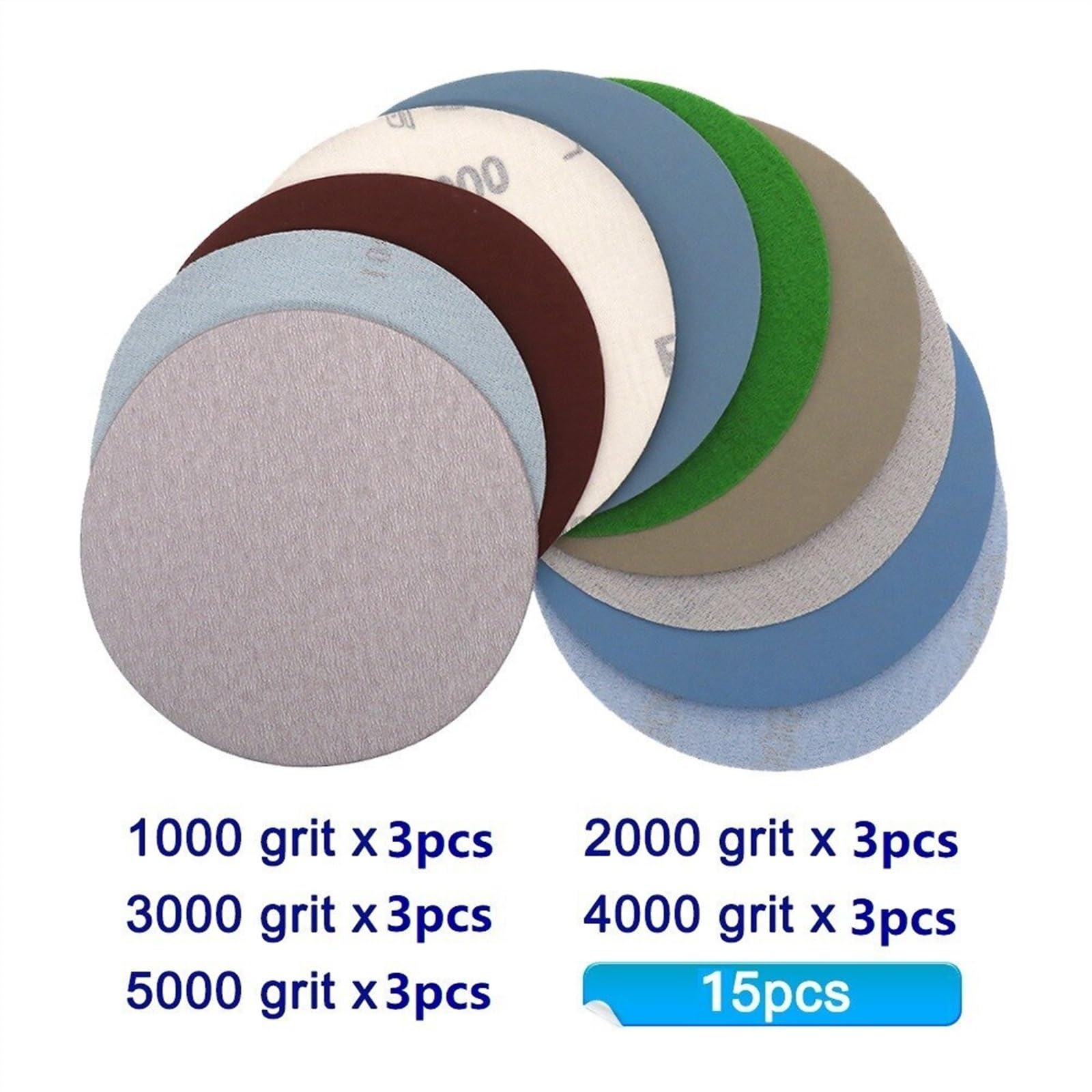 

15PCS Sanding Discs: Wet/Dry Assortment for Random Orbital Sanders чорний