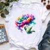 Colorful Smoke Flower Printed T Shirt T Shirt Unisexs Clothing Summer Fashion Short Sleeve Tshirt Femme Casual White Tshirt