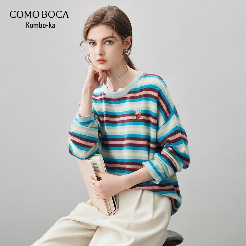 

Kemengboka 2025 A/W Colorful Striped Loose Cashmere Sweater XL