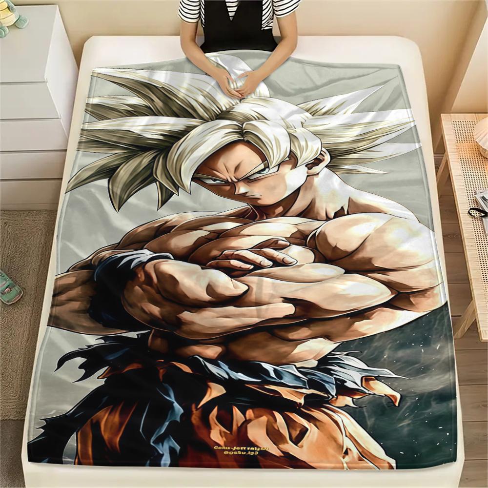 Son Goku Print Flannel Blanket, Suitable for Bedrooms, Sofas, Beds, Chairs, Picnics, Travel, Warm Soft -HE21