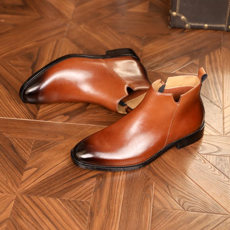 

Fashion Golden Sapling Brand Men s Chelsea Boots Business Work Formal Shoes Genuine Leather Ankle Boot Shoes Man Party Wedding Boots 38 коричневый
