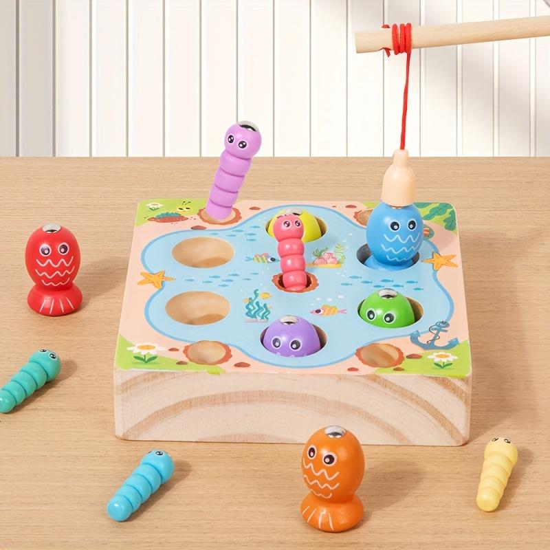 Lustiges Angel- und Insektenfangspiel, Duales Spieldesign zum Angeln und Insektenfangen, Freihändiges Gehirntraining, Leuchtende Farben, Hochwertiges Holz