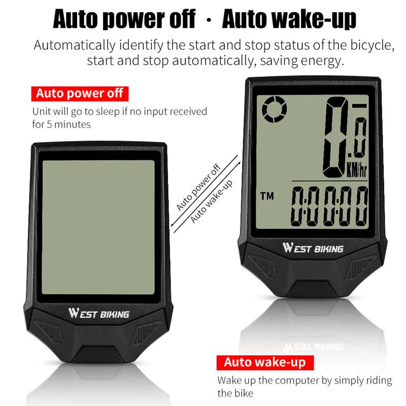 WEST BIKING Bicycle Computer Wireless Waterproof MTB Road Bike Speed Odometer With Backlight LCD Digital Cycling Speedometer