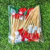 50Pcs/set Christmas Bamboo Fruit Sticks Snowflake Christmas Tree Elk Disposable Bamboo Skewers Festive Party Dessert Supplies