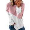 Round Neck Long Sleeve Top Contrast Color Casual Loose Sweater