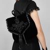 Zaino in velluto Harajuku scuro Zaino da donna con ricamo magico gotico Stile punk nero Zaino da donna Borse da viaggio Borsa a tracolla