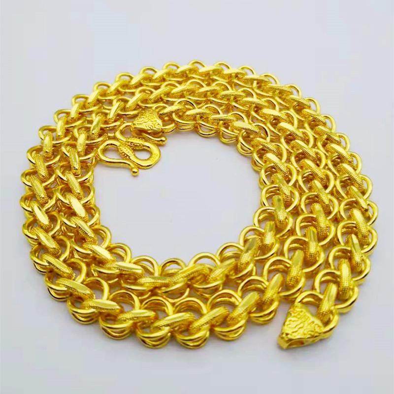 Durable Copper-Plated Gold Necklace, Sand Gold Design, Consistent Color, Masculine and Imposing, Fire-Tested for Quality.
