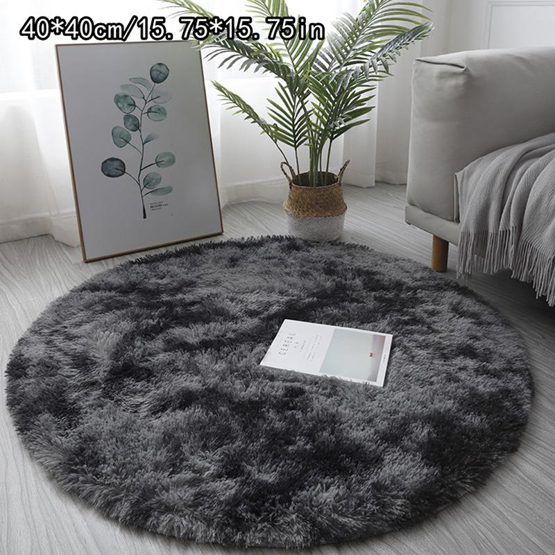 Luxury Round Soft Faux Sheepskin Fur Area Rugs Washable Wool Bedside Carpet