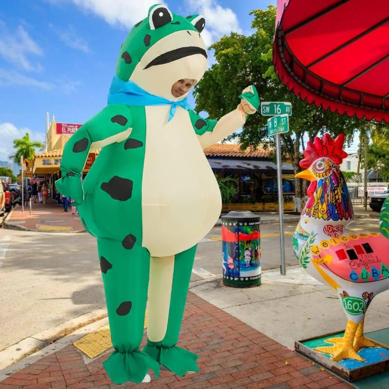 Cartoon Frog Cosplay Inflatable Costume Aldult Halloween Party Dress Up Props