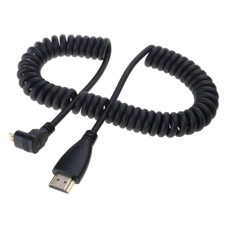 50-200cm Adjustable HDTV Port 4K Coiled Cable Male To Male Adapter Cord for TV and Display Monitors 1.4 Version