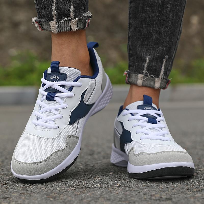 New Men's Skateboarding Shoes Trendy Color Blocking Design Breathable Running Shoes Super Light Dry Comfortable Lace Up Sneakers