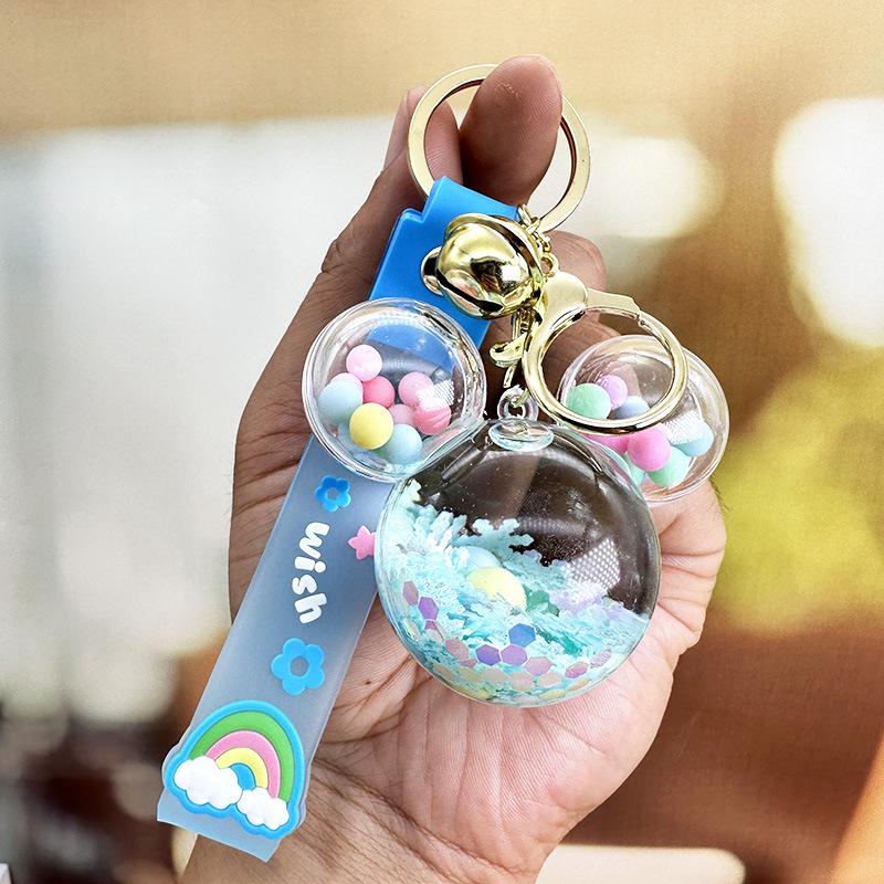 Cartoon Mickey Head Candy Quicksand Keychain Women'S Exquisite Cute School Bag Pendant Couple Bag Keychain