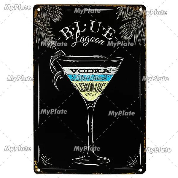 Cocktail Shots6 Metal Sign Vintage Plaque Beer Tin Sign Plate Wall Decor For Bar Pub Man Cave Bloody Poster Custom