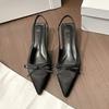 Satin Pointed Toe High Heeled Sandals Women Summer New Sexy Thin Heels Slingback Shoes Bow Elegant Party Dress Shoes Women Pumps
