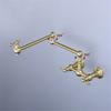 Brushed Gold Pot Filler Tap Black Foldable Kitchen Faucet Hot & Cold Nickel Sink Tap Rotate Folding Spout Wall Mounted Brass