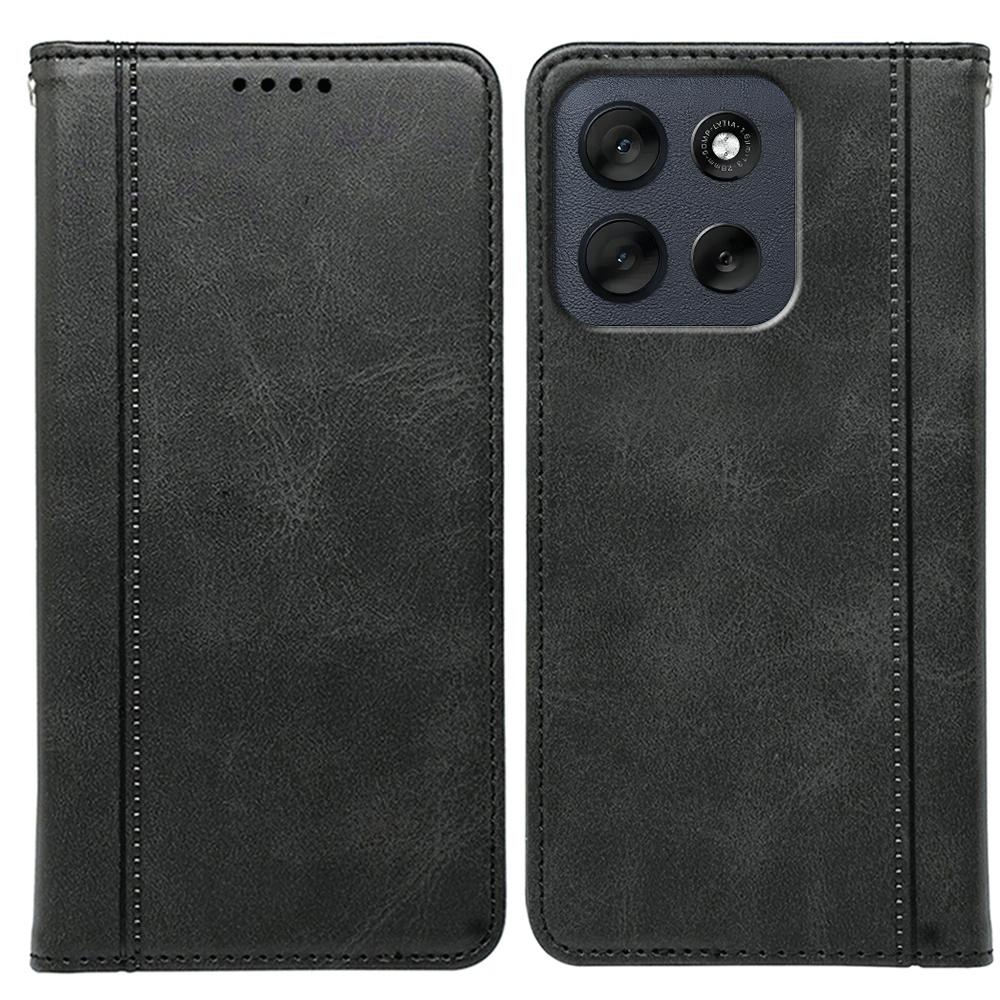 For Motorola Moto G56 5G Case Hidden Magnetic Closure Calf Texture Leather Phone Cover