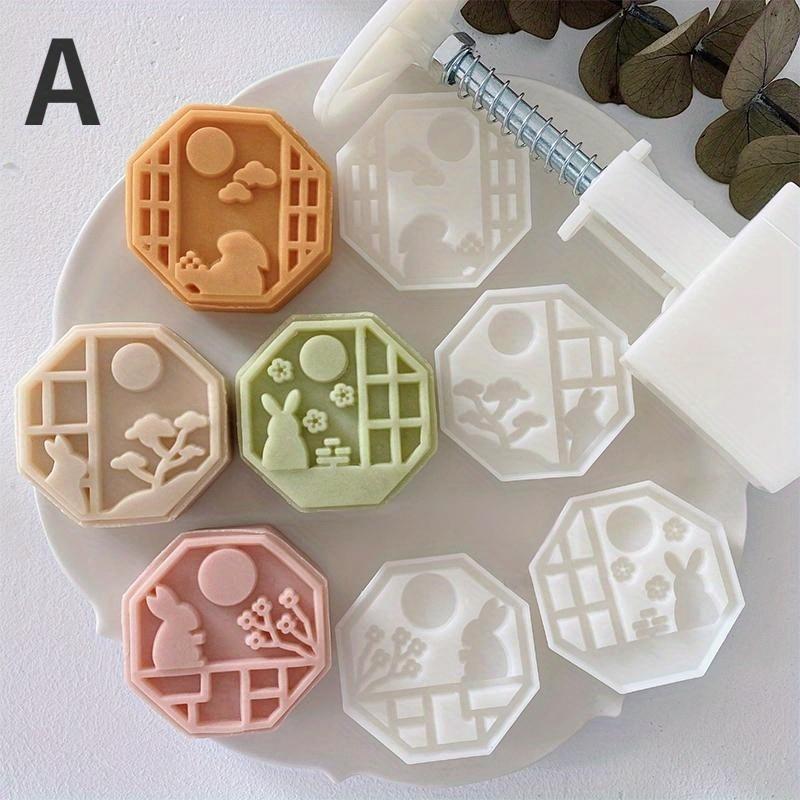 Handmade 3D Rabbit Cake Mold, Reusable and Multi-Purpose Mooncake Mould for Festival Decoration 50g