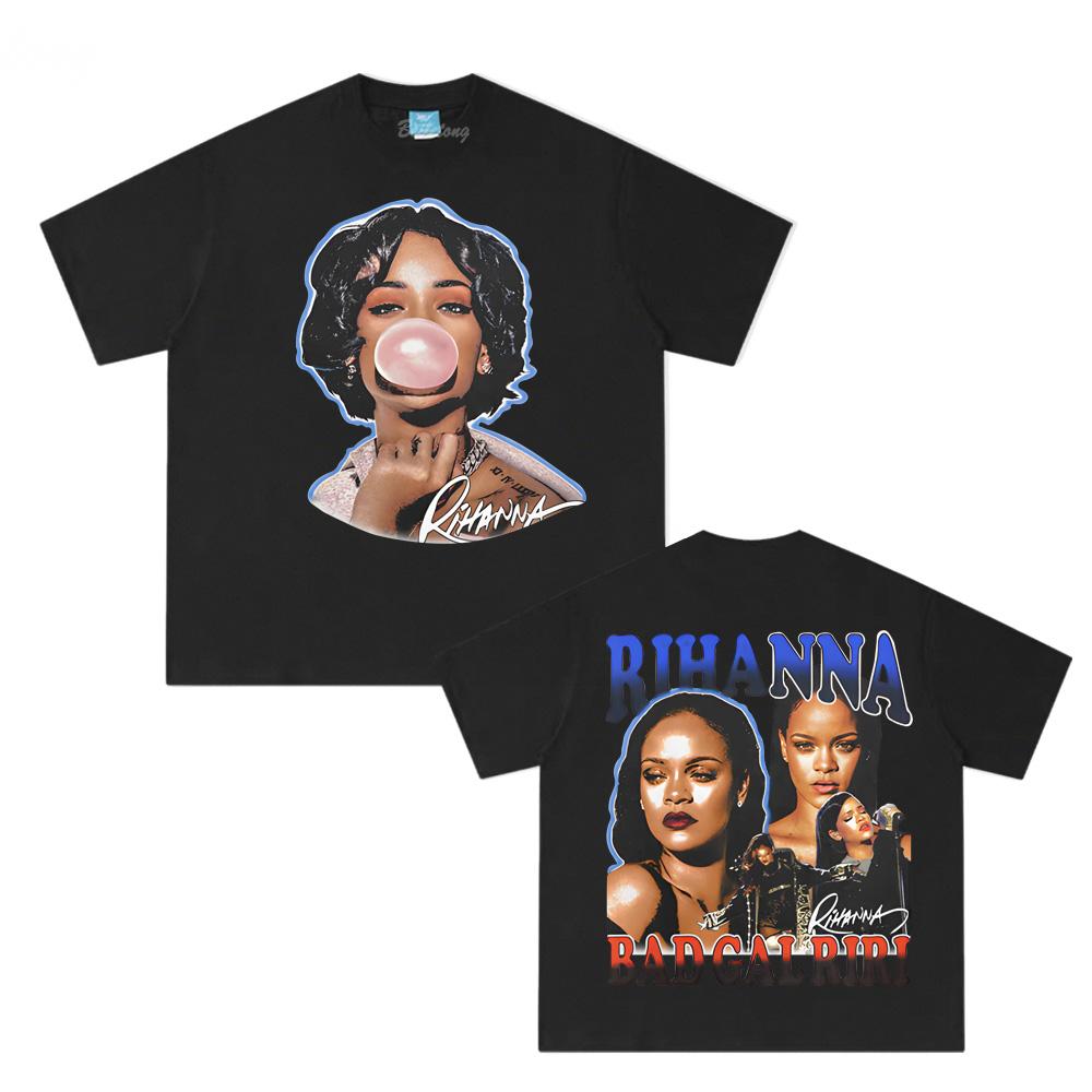 RIHANNA BUBBLEGUM TEE Rihanna Singer's Same Style Short Sleeve 100% Cotton Fashion Comfortable Tops Harajuku Summer Tee