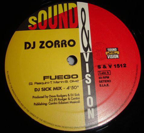 

12inch Record DJ ZORRO - Fuego S&V1512 Sound & Vision 1996 Italy Dance & Electronica Used