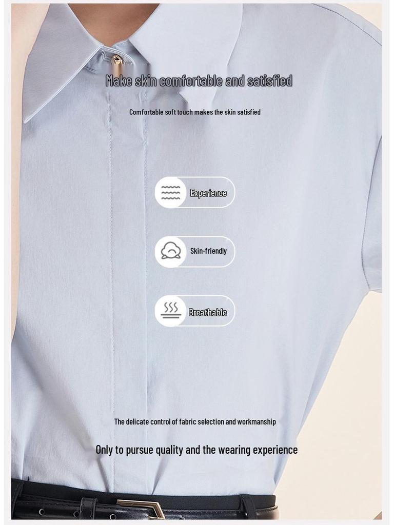 Women's Short-Sleeve White Wrinkle-Resistant Professional Shirt and Suit Dress Set for Work or Interviews