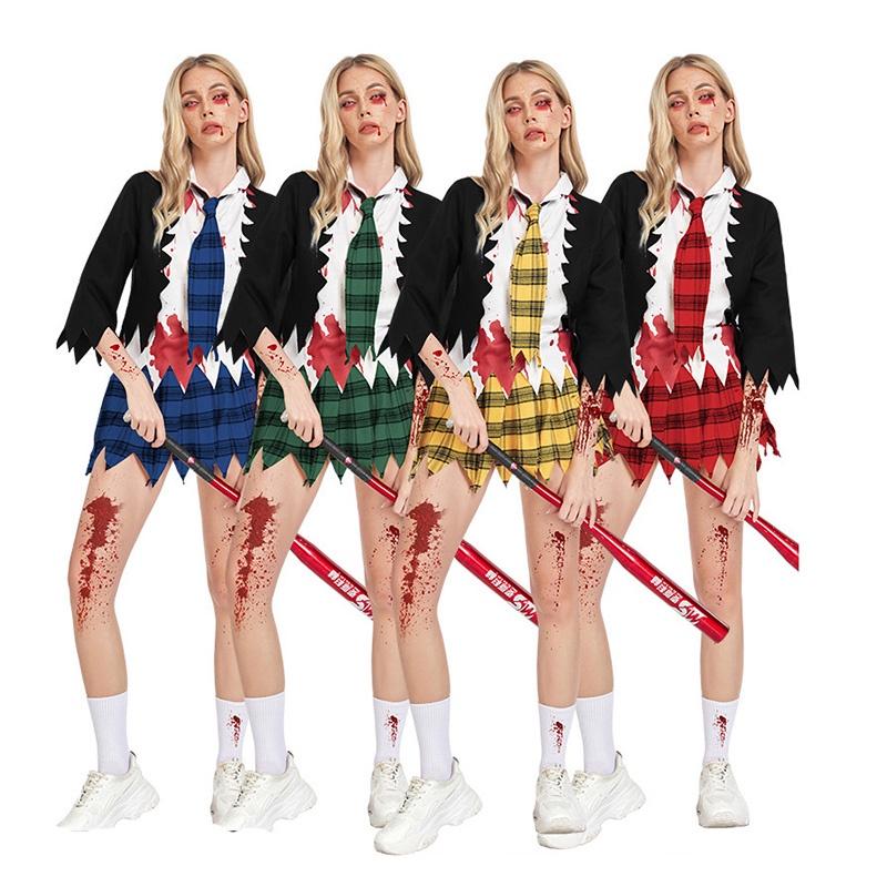 Vampire Student Costume For Halloween Cosplay Horror Zombie School Uniform