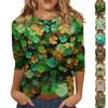 Women's Tops Three-quarter Sleeve Shirt Round-neck Loose Casual Shirt Print T-shirt