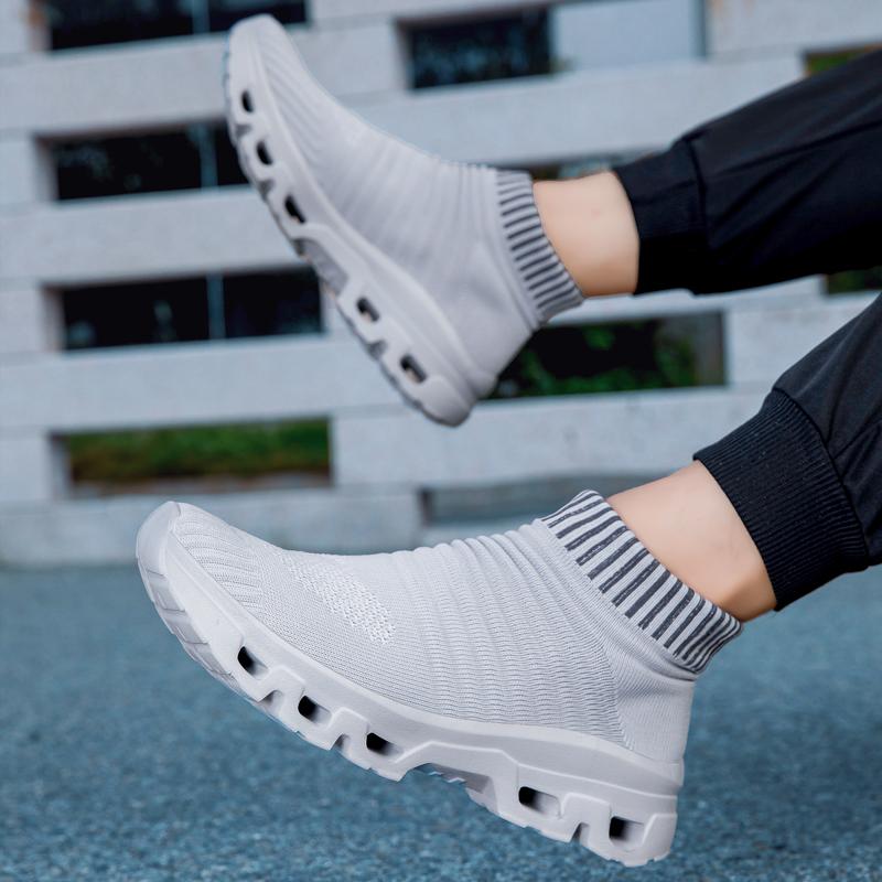 Couples Knitted Casual Sports Shoes Light Elastic Walking Jogging Shoes Men Women Breathable Socks Shoes Big Size 36-47