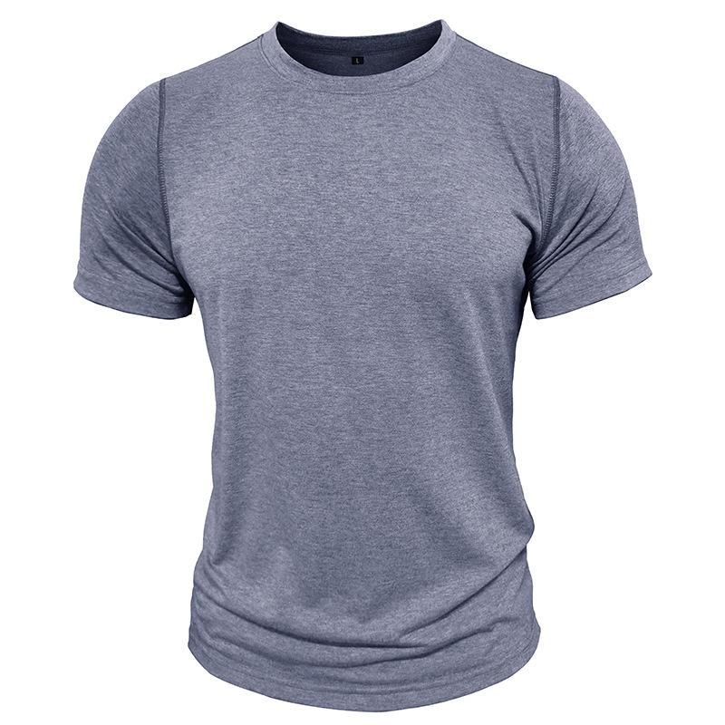 Mens American Style Solid Color Crew Neck Short Sleeve Casual T Shirt