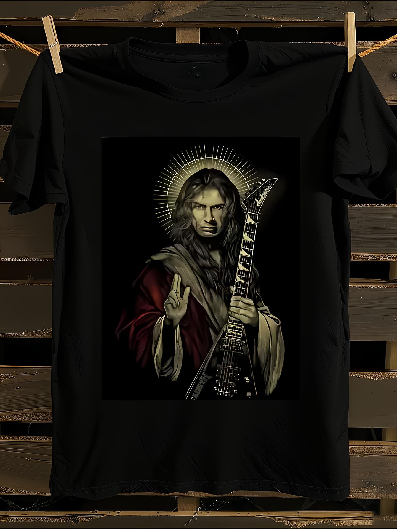Funny Dave Mustaine God Mustaine Slogan Tshirt S