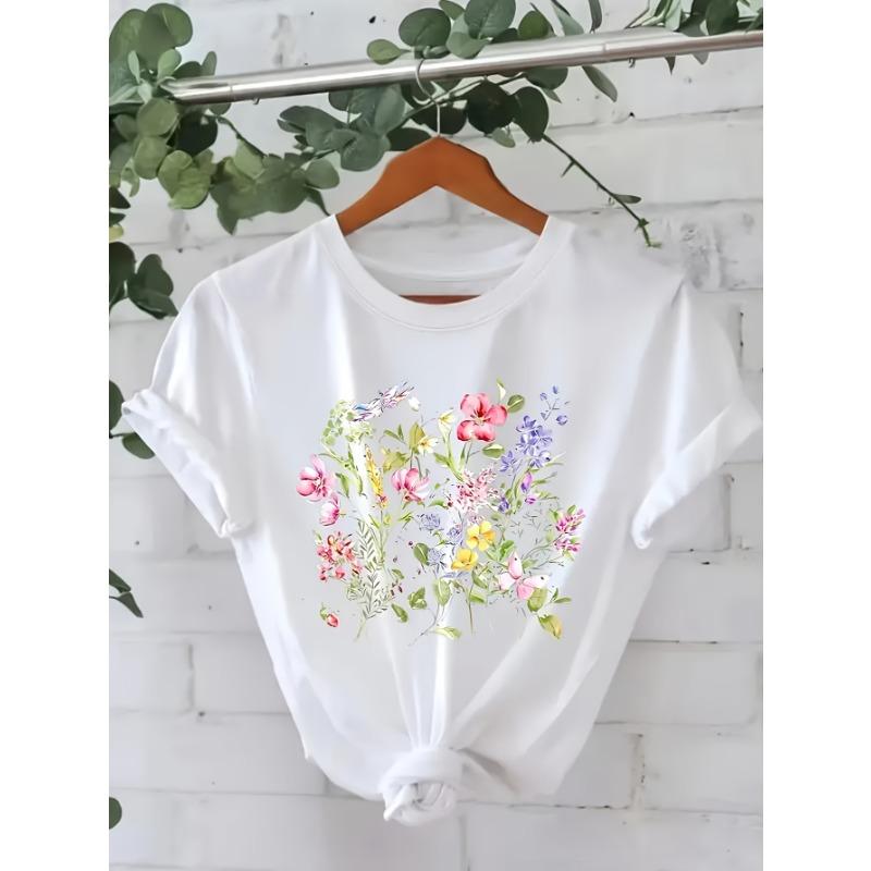 Европейские размеры Женская модная футболка с круглым вырезом S белый