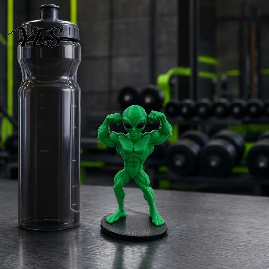 Stable Base Figurine Novelty Alien Statue, 3D Printed Muscular for Unique Sculpture Home, Office, Game Room, Desktop, Shelf, Coffee Table Decor