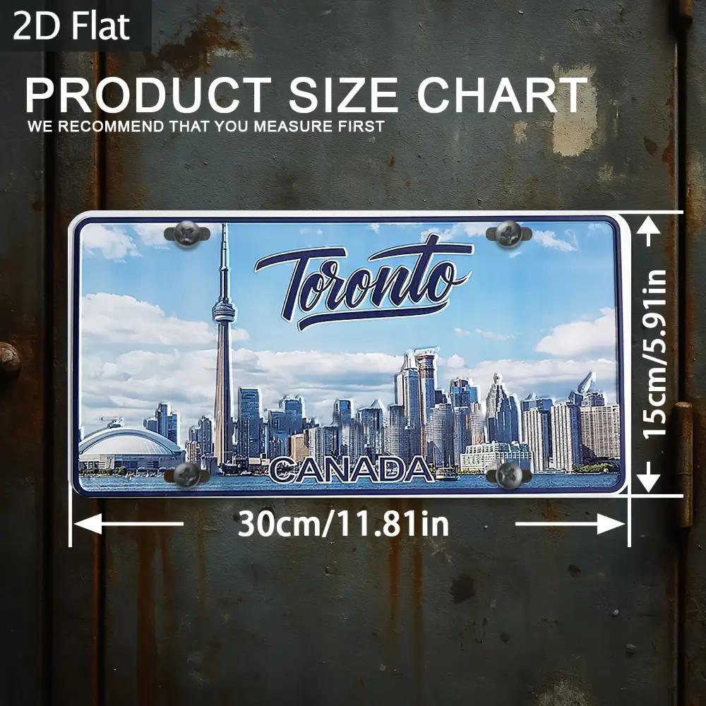 HD Aluminum Print Vintage Toronto Canada CN Tower Skyline Cityscape License Plate Style Wall Art High Definition BendResistan 15x30cm(5.9x7.8inch)
